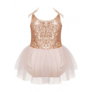 Baby Girls Sleeveless Spaghetti Shoulder Straps Dress Sparkling Sequins Tutu Mesh Romper Dresses