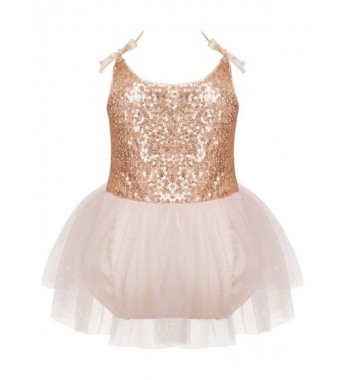 Baby Girls Sleeveless Spaghetti Shoulder Straps Dress Sparkling Sequins Tutu Mesh Romper Dresses