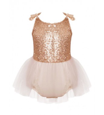 Baby Girls Sleeveless Spaghetti Shoulder Straps Dress Sparkling Sequins Tutu Mesh Romper Dresses