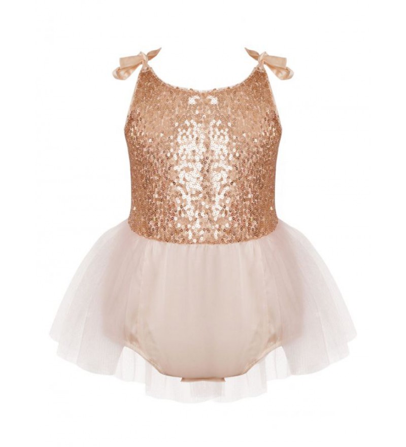 Baby Girls Sleeveless Spaghetti Shoulder Straps Dress Sparkling Sequins Tutu Mesh Romper Dresses