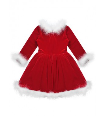 Baby Girls Santa Claus Costume Long Sleeves Red Velvet Christmas Dress