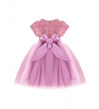 Kids Little Baby Girls Sparkling Sequin Wedding Birthday Party Dress Short Sleeve Fluffy Tulle A-Line Dress