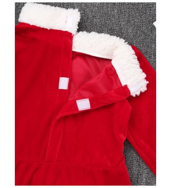 Infant Baby Boys Girls Christmas Santa Claus Suit Long Sleeves Velvet Dress with Hat Set/ Tops with Pants Belt Hat Set