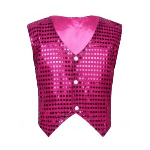 Kids Boys Glittery Sequined Vest Waistcoat Costume for Choir Jazz Dance Stage Performance