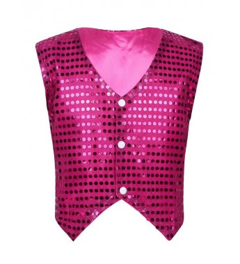 Kids Boys Glittery Sequined Vest Waistcoat Costume for Choir Jazz Dance Stage Performance