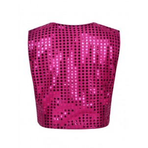 Kids Boys Glittery Sequined Vest Waistcoat Costume for Choir Jazz Dance Stage Performance