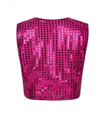 Kids Boys Glittery Sequined Vest Waistcoat Costume for Choir Jazz Dance Stage Performance