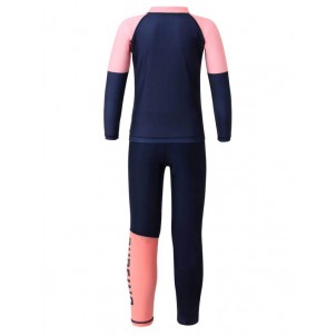 Kids Unisex Girls Boys Long Sleeves Rashguard Color Block Tops with Pants Swimming Set Swimwear