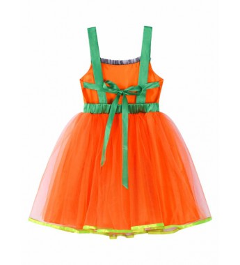 Girls Halter Neck Backless Halloween Pumpkin Dress Stage Performance Cosplay Party Costume