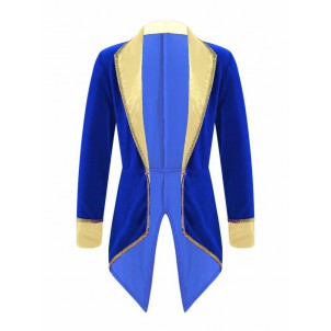 Kids Girls Party Showman Costume Lapel Collar Long Sleeves Tuxedo Coat for Role Play Performance