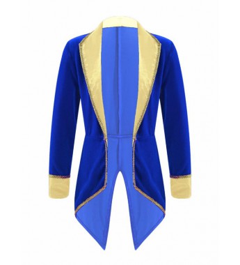 Kids Girls Party Showman Costume Lapel Collar Long Sleeves Tuxedo Coat for Role Play Performance