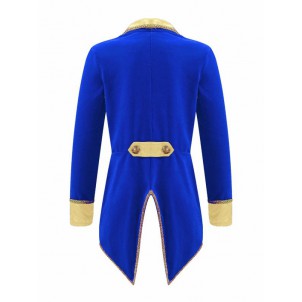 Kids Girls Party Showman Costume Lapel Collar Long Sleeves Tuxedo Coat for Role Play Performance