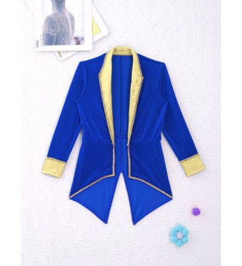 Kids Girls Party Showman Costume Lapel Collar Long Sleeves Tuxedo Coat for Role Play Performance