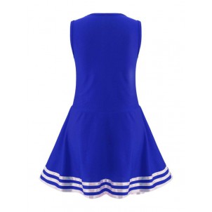 Girls Sports Cheerleading Dance Dress Sleeveless V Neck Letter Print Dress