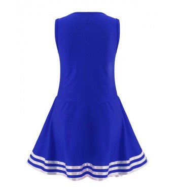 Girls Sports Cheerleading Dance Dress Sleeveless V Neck Letter Print Dress