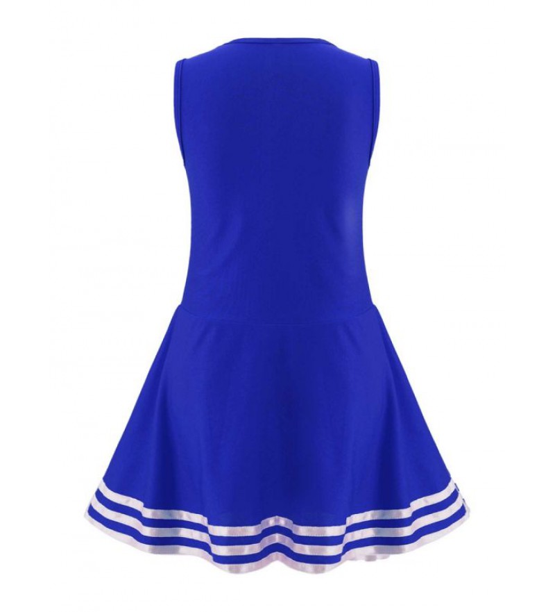 Girls Sports Cheerleading Dance Dress Sleeveless V Neck Letter Print Dress