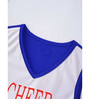 Girls Sports Cheerleading Dance Dress Sleeveless V Neck Letter Print Dress