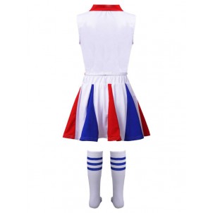 Kids Girls Cheerleading Outfit Sequins Star Decor Crop Top with Elastic Waistband Skirt and Socks