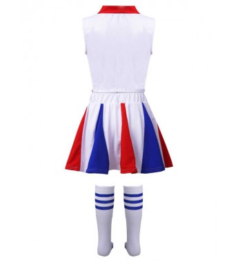 Kids Girls Cheerleading Outfit Sequins Star Decor Crop Top with Elastic Waistband Skirt and Socks