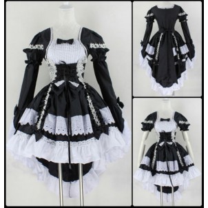 Japan Ruffle Fancy Lolita Princess Dress Maid Outfit Anime Cosplay Costume Party