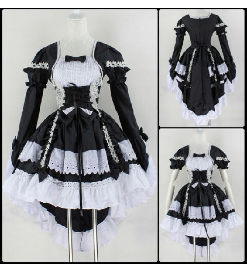 Japan Ruffle Fancy Lolita Princess Dress Maid Outfit Anime Cosplay Costume Party