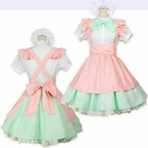 Japanese Lolita Doll Fancy Dress Maid Waitress Uniform Costume for Cosplay Party