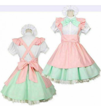 Japanese Lolita Doll Fancy Dress Maid Waitress Uniform Costume for Cosplay Party