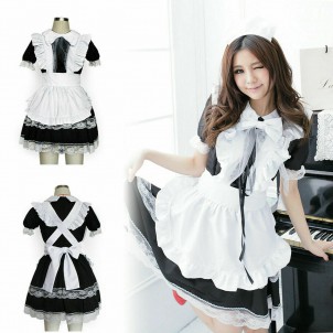 Anime Women Cafe Maid Cosplay Uniform Dress Costume Japanese Lolita