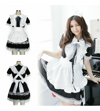 Anime Women Cafe Maid Cosplay Uniform Dress Costume Japanese Lolita