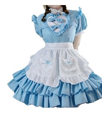 Lady Ruffle Lolita Dress Costume Waitress Maid Outfit Sweet Cosplay Sweet Dress