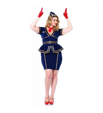 Flight Attendant Costume Adult Airline Stewardess Halloween Fancy Dress