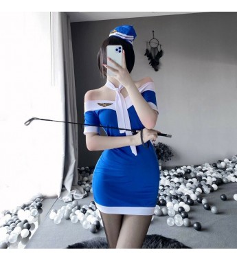 Stewardess Dress Costume Uniform Airline Hostess Flight Attendant Cosplay Outfit