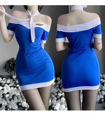 Stewardess Dress Costume Uniform Airline Hostess Flight Attendant Cosplay Outfit