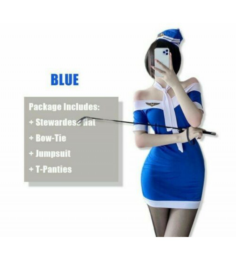 Stewardess Dress Costume Uniform Airline Hostess Flight Attendant Cosplay Outfit