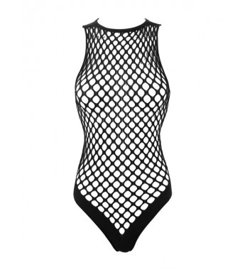 Women Black One-piece Erotic Hollow Out Bodystockings Lingerie Halter Neck Stretchy Bodysuit Nightwear