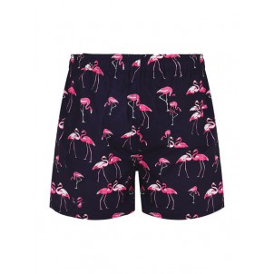 Men Summer Flamingo Prints Swimming Shorts Elastic Waistband with Drawstring Swim Trunks