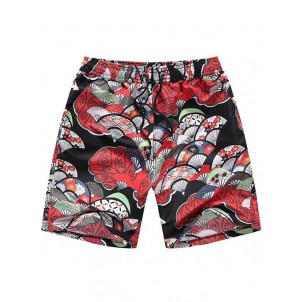 Men Summer Beach Shorts Vacation Fashion Drawstring Elastic Waistband Swim Trunks