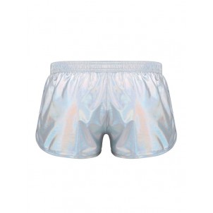 Men Holographic Shiny Metallic Trunks Swimsuit Low Rise Boxer Shorts Underpants