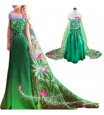 Elsa Frozen Fever Deluxe Costume Green Dress