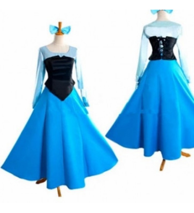 Ariel Blue Dress Costume Cosplay