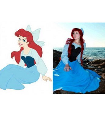 Ariel Blue Dress Costume Cosplay